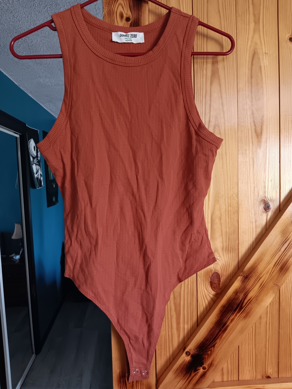Double Zero Rust Ribbed Tank Bodysuit